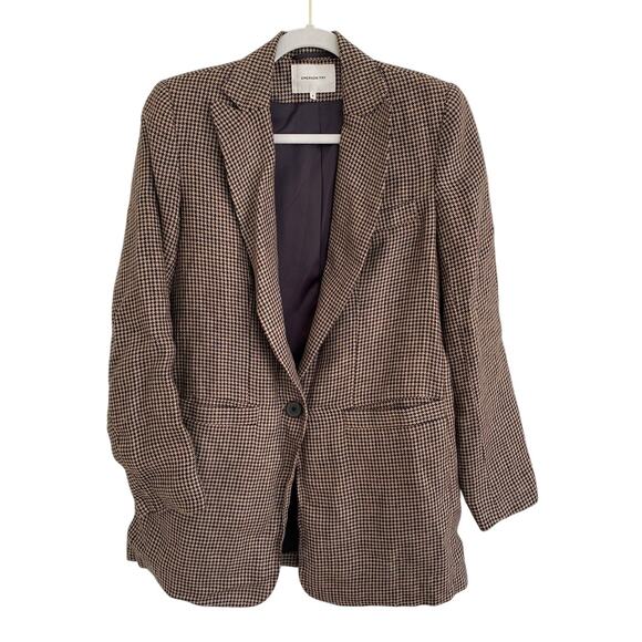 Emerson Fry Tuckernuck Dinner Jacket Blazer Brown Houndstooth Linen Buttton 4 - Picture 9 of 13
